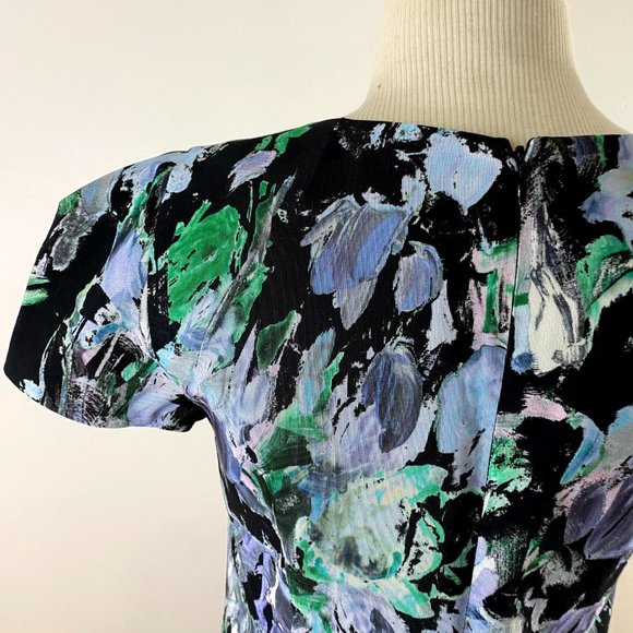 Milly Chloe Dress Painted Floral Sheath V Neck - Picture 8 of 11